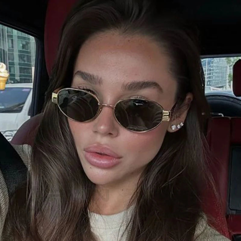 Fashion Oval Retro Sunglasses for Women – Classic Metal UV400 Goggles, High-Quality Outdoor Eyewear for Men & Women