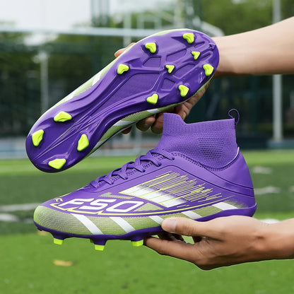 Men’s Soccer Cleats - Lightweight High-Top Football Shoes with Non-Slip Grass Grip