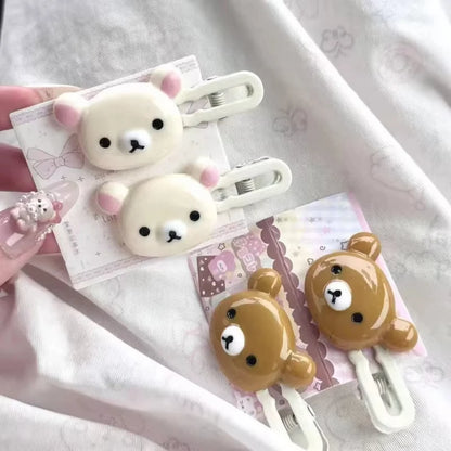 Cute Bear Hairpin Set - Preppy Style Plastic Hair Clips Sweet Accessories for Girls & Friendship Gifts