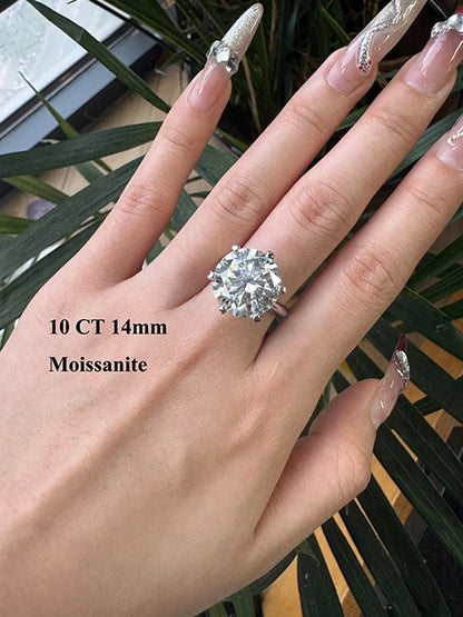 EWYA GRA Certified D Color Moissanite Solitaire Engagement Ring 0.5–10CT — 925 Sterling Silver Bridal Wedding Band for Women