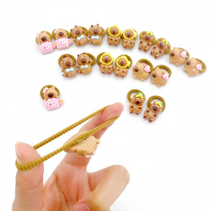 10Pcs Cute Capybara Hair Ties - Colorful Cartoon Resin Hair Accessories for Girls and Kids’ Everyday Hairstyles