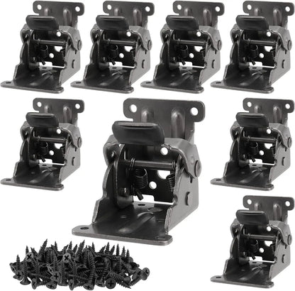 4Pcs Foldable Support Brackets – Self-Locking Folding Hinges with Screws for Table and Bed Legs