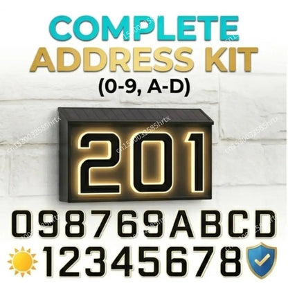 Solar LED House Number Light - Waterproof Light-Up Address Sign for Outdoor Home Decor