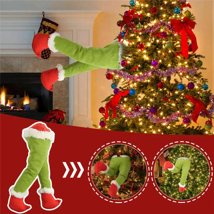 Christmas Elf Leg Plush Toy – Santa Claus Green Tree Decoration Prop for Kids, Holiday Home Decor