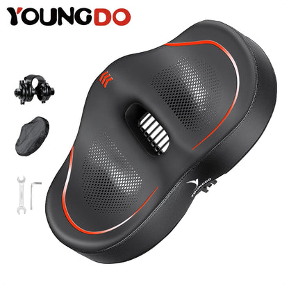 YOUNGDO Noseless Oversize Bike Seat Cushion | Wide Bicycle Saddle for Peloton, Stationary, Ebike & City Bikes