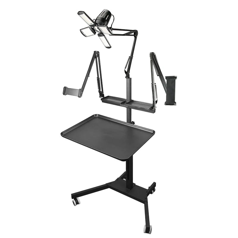 TAIDU Tattoo Workstation – Foldable LED Light 60W with Phone Holder, Tray Table, Nail Lamp & Tattoo Work Cart