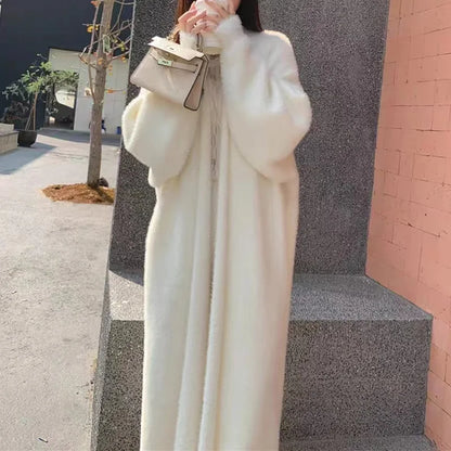 2024 Long Cardigan Women’s Knitted Sweater Jacket – Spring & Autumn Crochet, Loose Fit, Pockets, Winter Maxi Warm Jumper Coat