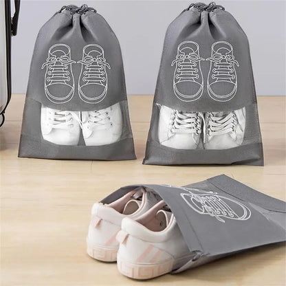 5Pcs Shoe Storage Bag Set – Waterproof Non-Woven Fabric Travel Shoe Organizer with Strap, Large Capacity & Moisture-Proof Design