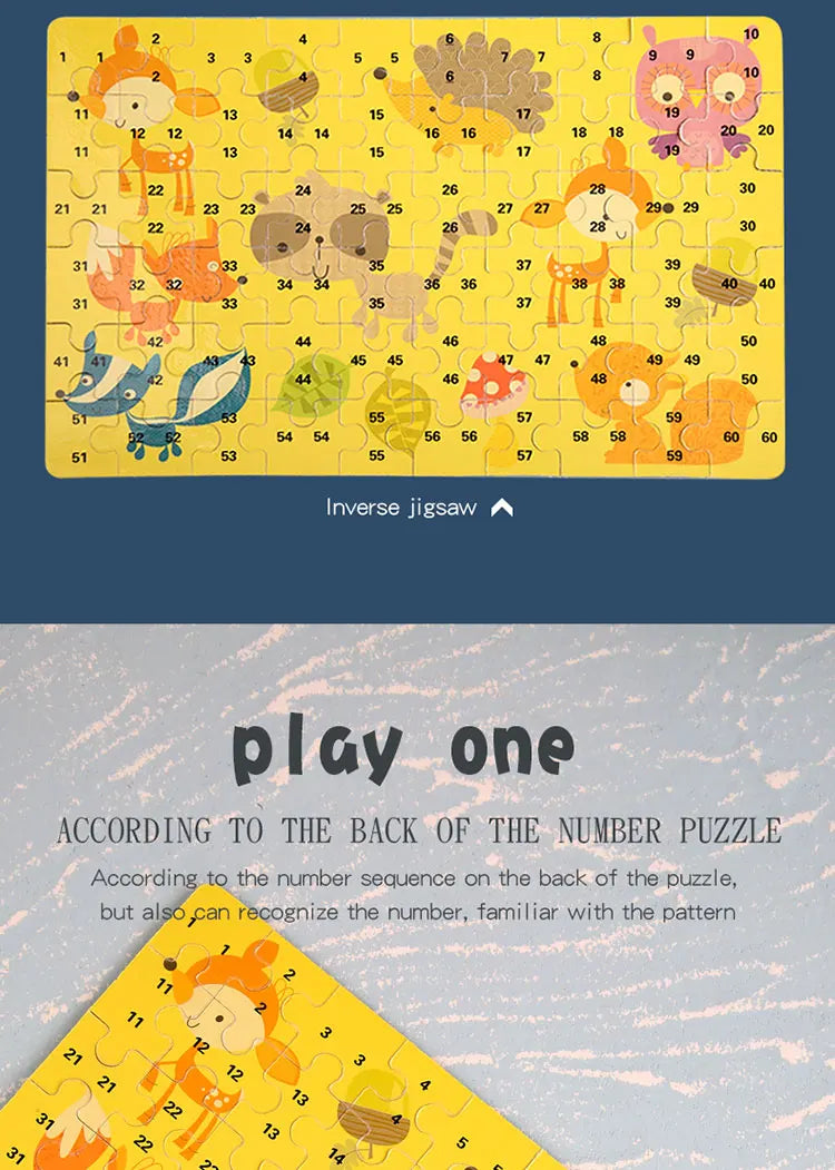 60PCS Cartoon Jigsaw Puzzle with Metal Box – Kids Educational Animal & Vehicle Puzzle Game