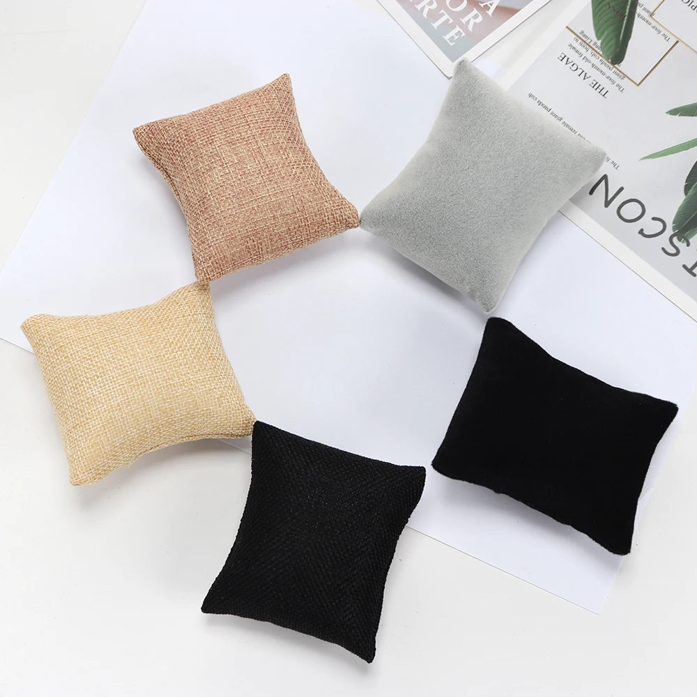 5-Color Fabric Jewelry Display Pillow – Beige Black Grey Bracelet & Watch Cushion Holder for Gifts & Wholesale DIY Accessories