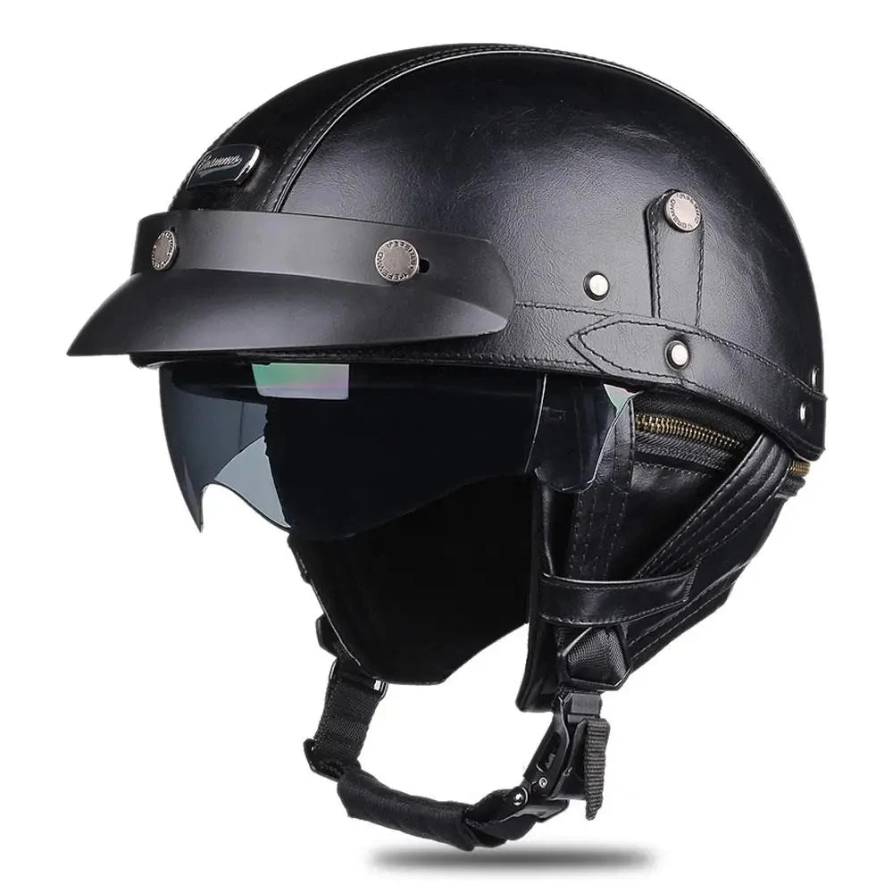 Retro Motorcycle Helmet – DOT Certified German Vintage Half Helmet for Scooter & Motorbike