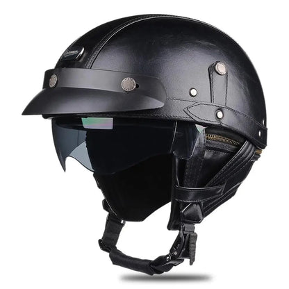 Retro Motorcycle Helmet – DOT Certified German Vintage Half Helmet for Scooter & Motorbike