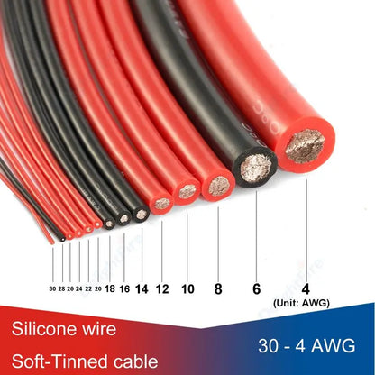 Solar Panel Red & Black Silicone Cable – Heat-Resistant Automotive Battery Wire 4–24 AWG