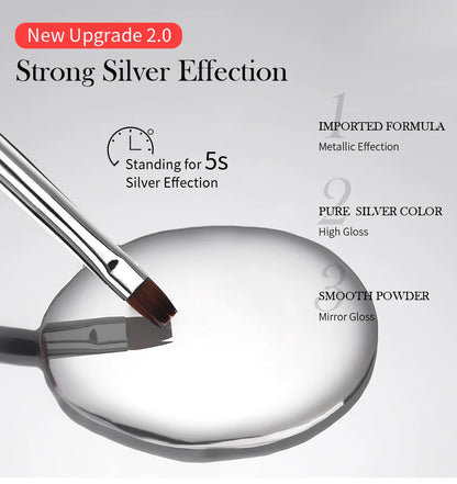 BORN PRETTY 5ML Super Silver Metallic Gel Nail Polish - Mirror Chrome Effect, Semi-Permanent Metal Painting Gel for DIY Nails