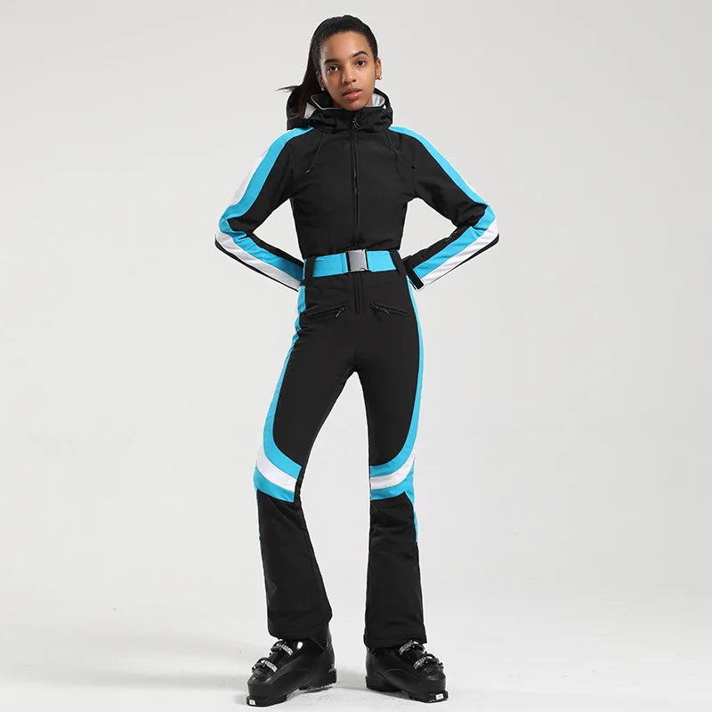 Gsou Women’s Winter Snow Jumpsuit – One-Piece Ski Suit, Thermal Waterproof & Windproof Outdoor Sportswear for Snowboarding