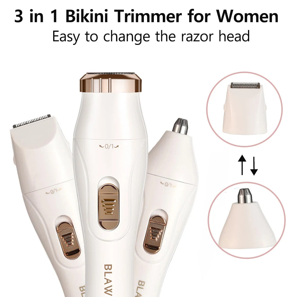Electric Shaver for Women – Portable Painless Bikini, Facial & Body Trimmer for Underarms and Legs