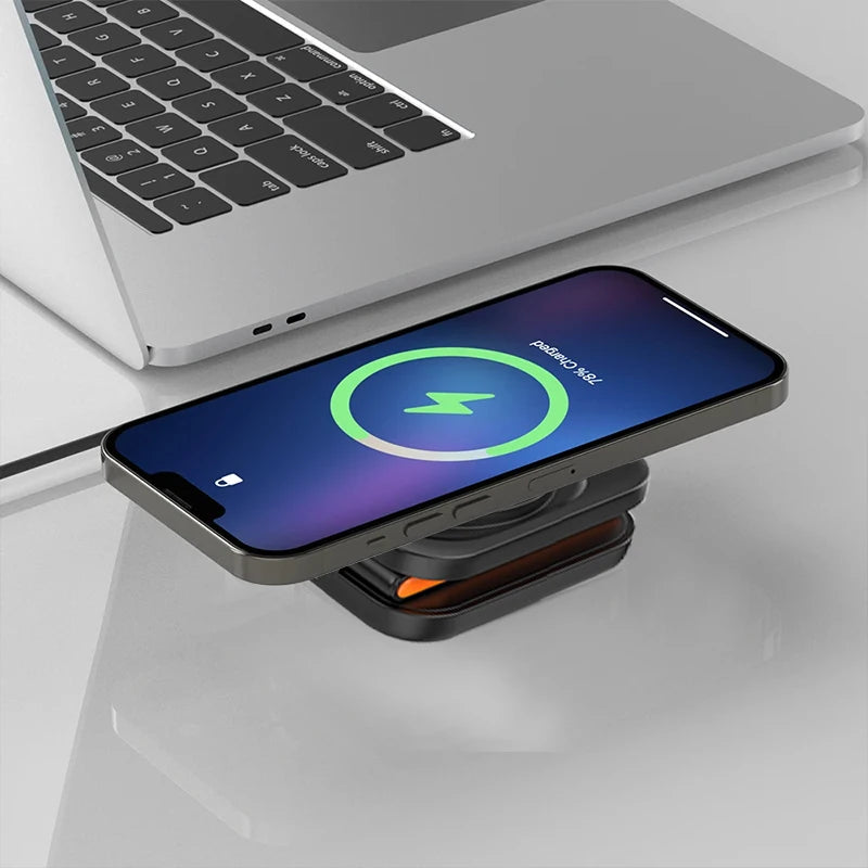 3-in-1 Foldable Magnetic Wireless Charging Station – Fast Charger Stand for iPhone 17–12, Apple Watch & AirPods Pro