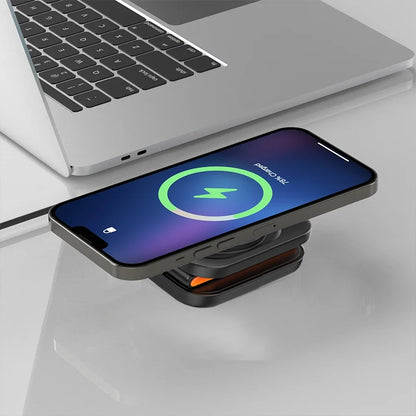 3-in-1 Foldable Magnetic Wireless Charging Station – Fast Charger Stand for iPhone 17–12, Apple Watch & AirPods Pro