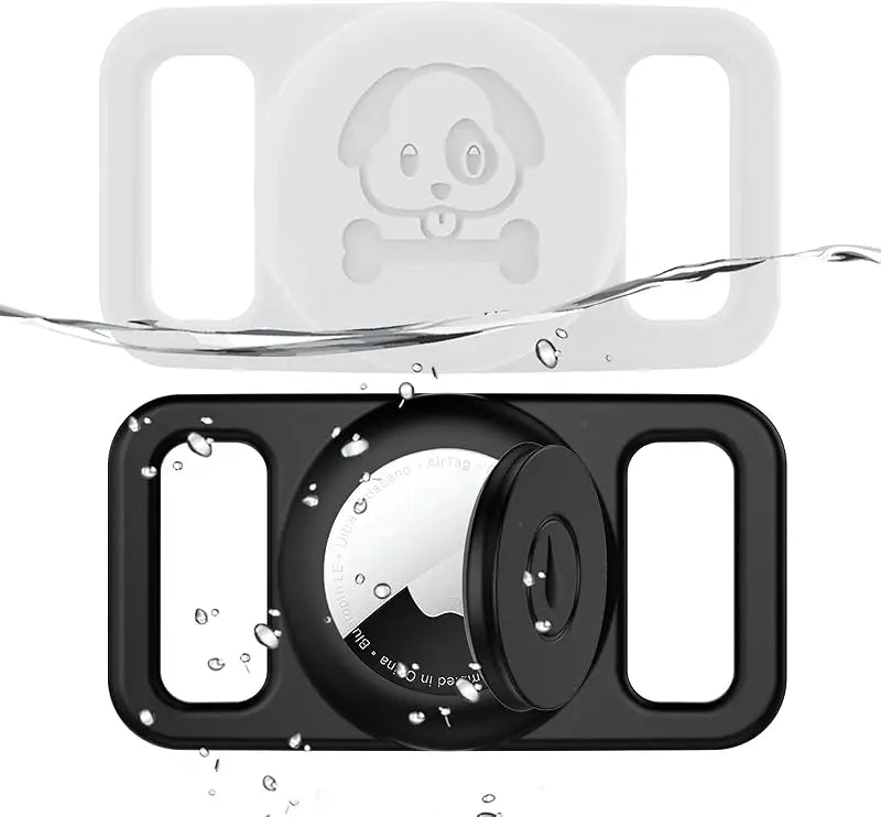 2-Pack AirTag Dog Collar Holders — Waterproof Silicone Hidden Loop Anti-Lost Tracker Accessory