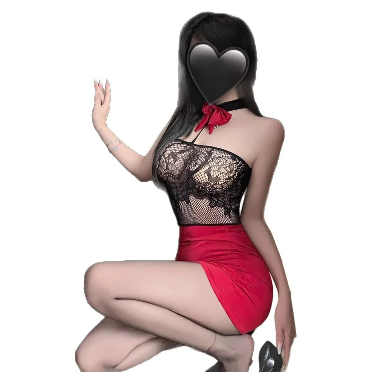 Short Mini Sleep Dress - Halter Neck Secretary Style Home Wear