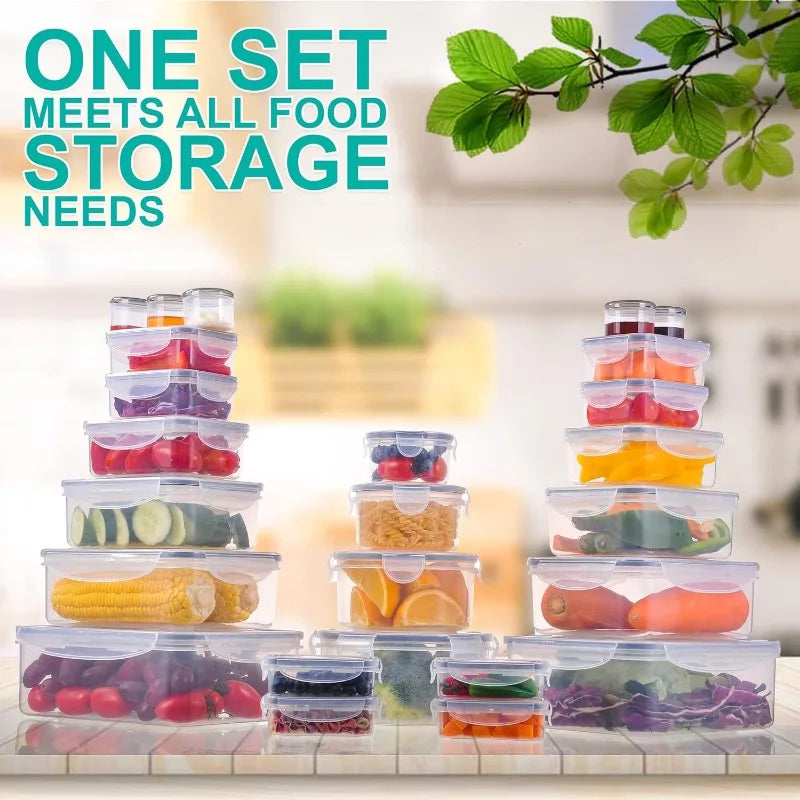 50PCS Large Airtight Food Storage Containers with Lids — Stackable BPA-Free Kitchen Set, 85oz to Small Sizes, Total 526oz