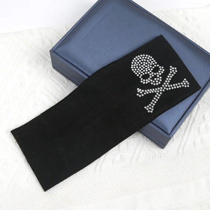 Skull Rhinestone Hairband - Retro Punk Wide-Edge Sports Headband with Elastic Anti-Sweat Design