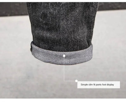 Luxury Korean Streetwear Slim Fit Denim Jeans – Punk Style with 3D Embroidery for Spring & Autumn