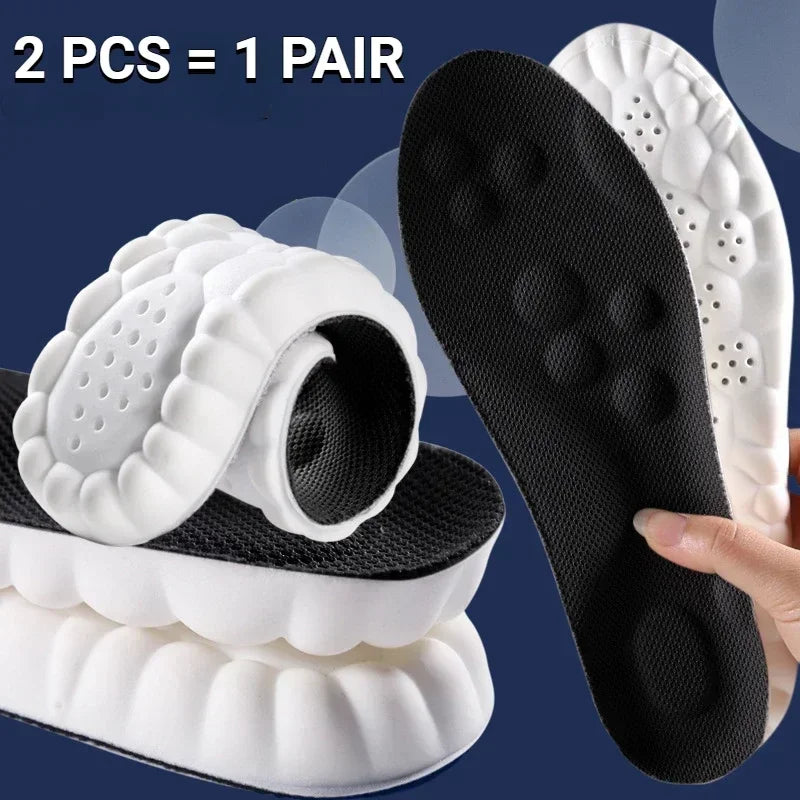 4D Massage Shoe Insoles — Super Soft Latex Sports Insoles with Arch Support, Orthopedic Inserts for Running & Basketball Shoes, Unisex