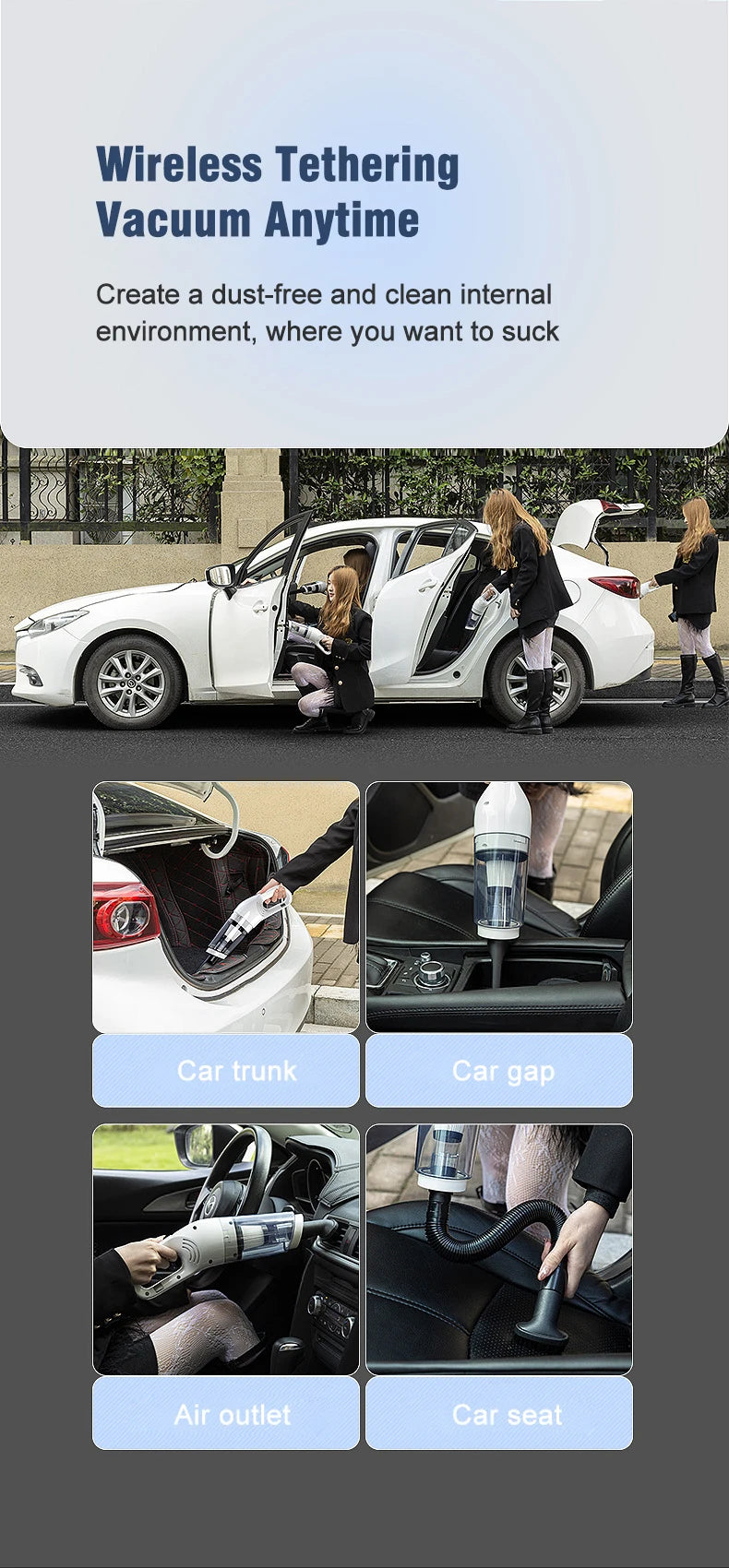 Handheld Rechargeable Vacuum Cleaner – Portable Wireless Dual-Purpose Car & Home Dust Catcher 10000PA