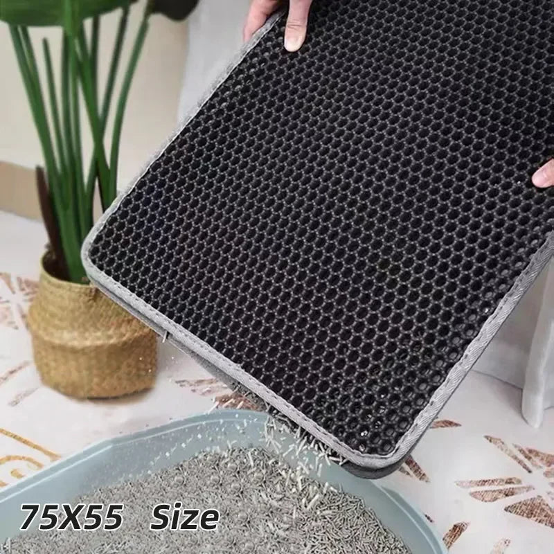 Double Layer Waterproof Pet Cat Litter Mat: Non-Slip Sand Pad for Litter Box - Washable Bed Mat for Clean and Hygienic Cat Care