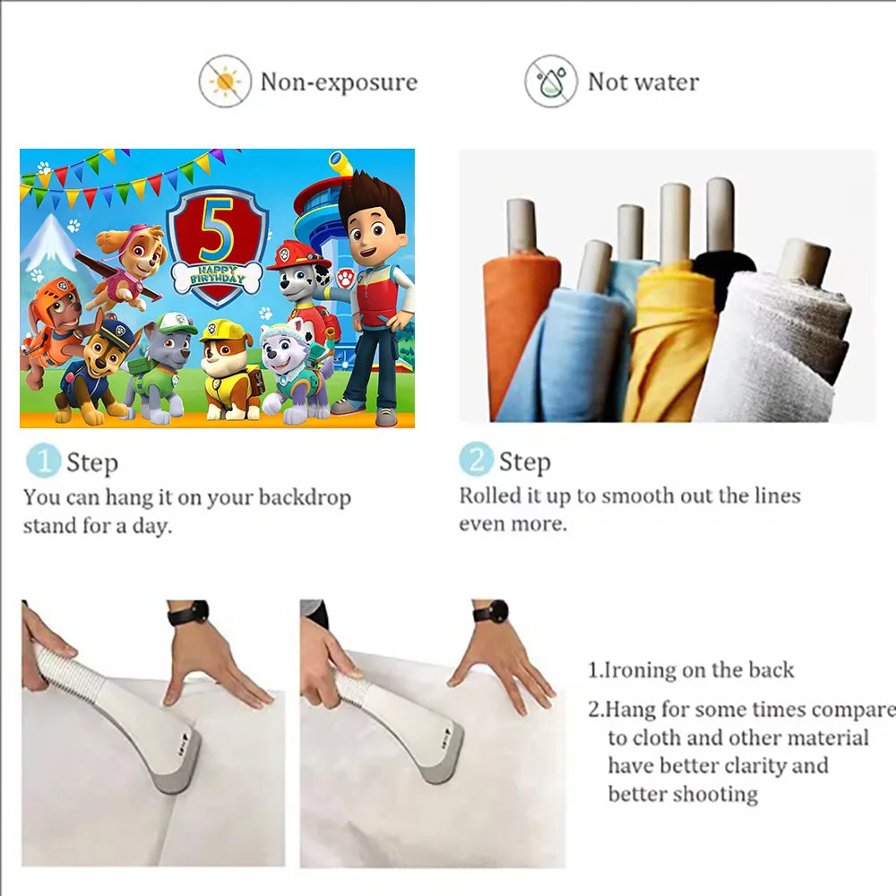 Paw Patrol Birthday Decorations Set – Custom Number Backdrop Banner & Photo Props for Party, Baby Shower & Photography Background