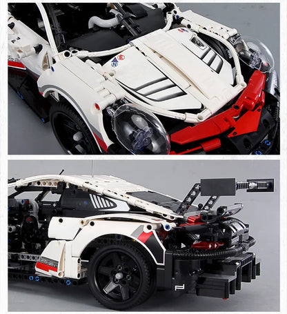1580-Piece RC 911 RSR Racing Car Building Blocks Kit — LED Lights, Motorized Sport Car MOC 42096