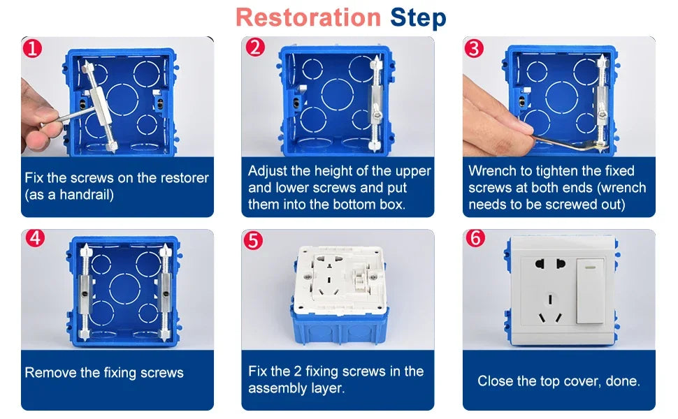 Wall Switch Socket Cassette Repair Tool | Adjustable Screws Support Rod with Wrench for 86/118 Type Electrical Accessories
