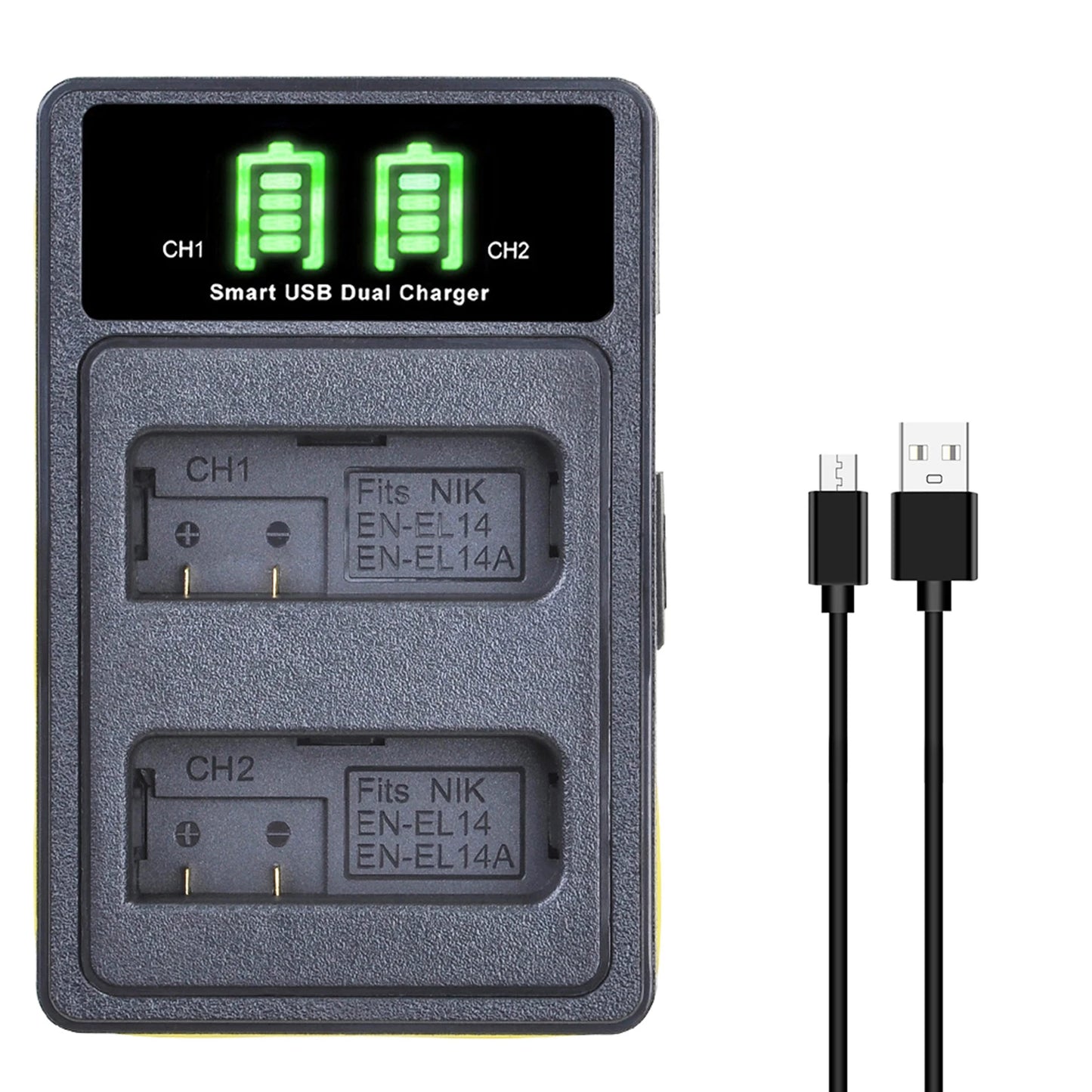 EN-EL14/EN-EL14a Battery Charger – Compatible with Nikon D5200, D3100, D3200, D5100, P7000 Series