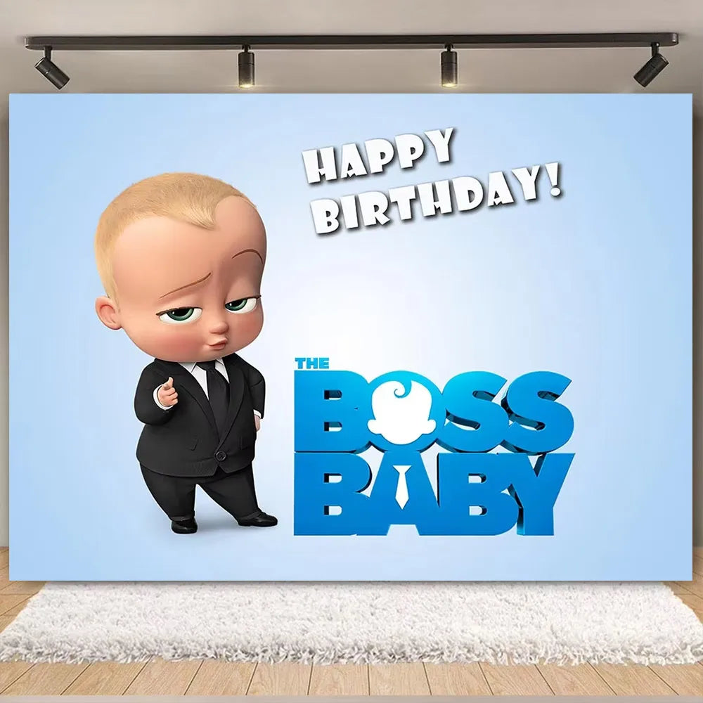 Cartoon Boss Baby Birthday Party Set - Disposable Tableware, Backdrop & Balloons for Kids Baby Shower Decor