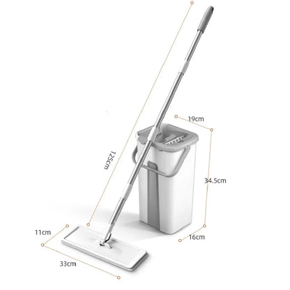 Hands-Free Flat Mop with Bucket – Dry & Wet Floor Cleaner for Easy Household Mopping