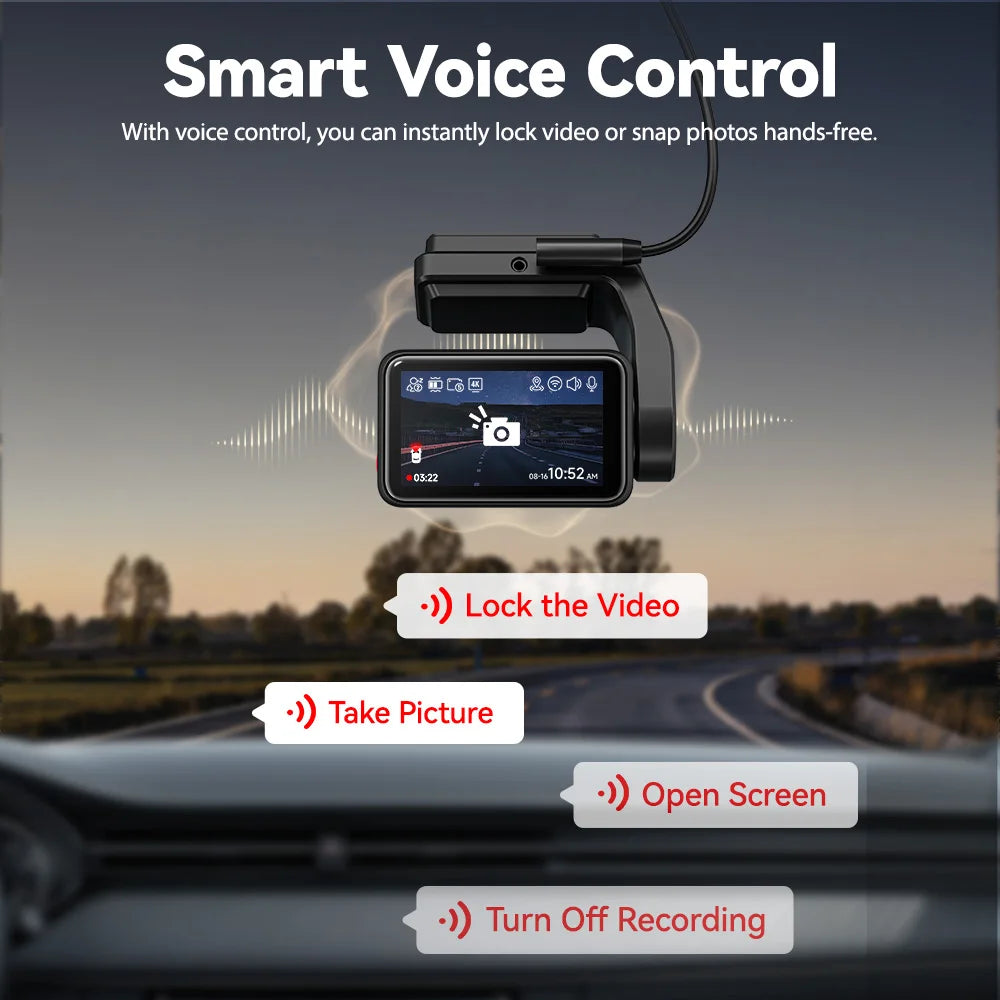 REDTIGER A4 4K Dash Cam Front & Rear – GPS, 5G WiFi, Touch Screen, Night Vision, 24H Parking Mode & Voice Control Drive Recorder