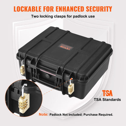 VEVOR Hard Pistol Case — Waterproof Dustproof Lockable Gun Case with Pre-Cut PU Foam for 1/2/5/6 Pistols