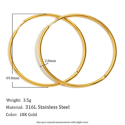 E.B.belle Minimalist Stainless Steel Hoop Earrings — 14K Gold-Plated Small, Medium & Large Loops for Women