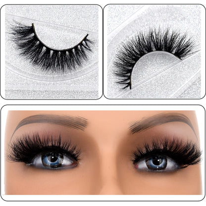 3D Real Mink False Eyelashes – Thick Handmade Strip Lashes with Glitter Packing for Makeup Beauty D101