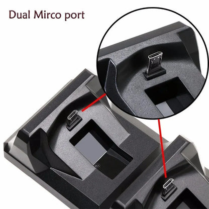 USB Dual Charging Dock for PS4 Controllers - Gaming Charging Stand for Sony PlayStation 4 Wireless Gamepads