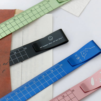 2PCS Metal Bookmark Ruler - 10cm Aluminum Double-Sided Metric Measuring Scale Tool