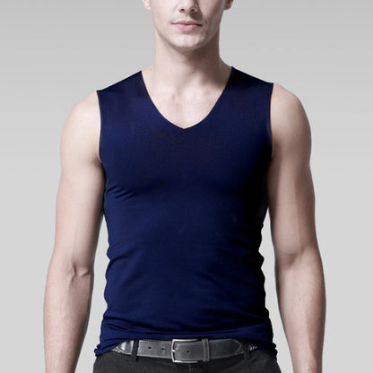 Men’s Silk Tank Top – Seamless Sleeveless Sport Vest, Plain Casual Summer Undershirt for Gym & Everyday Wear