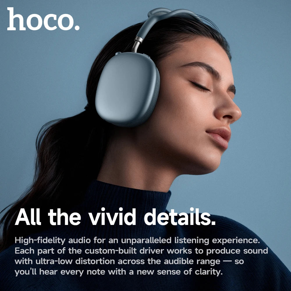 HOCO W65 Plus ANC Bluetooth Headphones – Over-Ear Wireless HiFi Sport Headset with Noise Reduction & Control Button