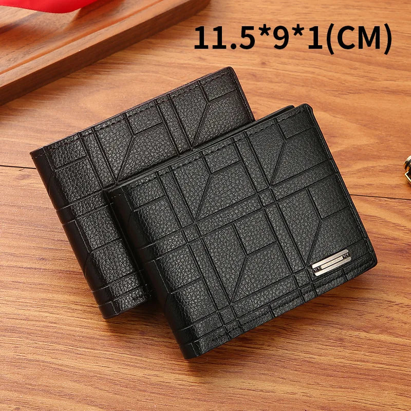 Men’s Slim Leather Bifold Wallet – Minimalist Multi-Card Holder Business Casual Short Wallet with Money Clip