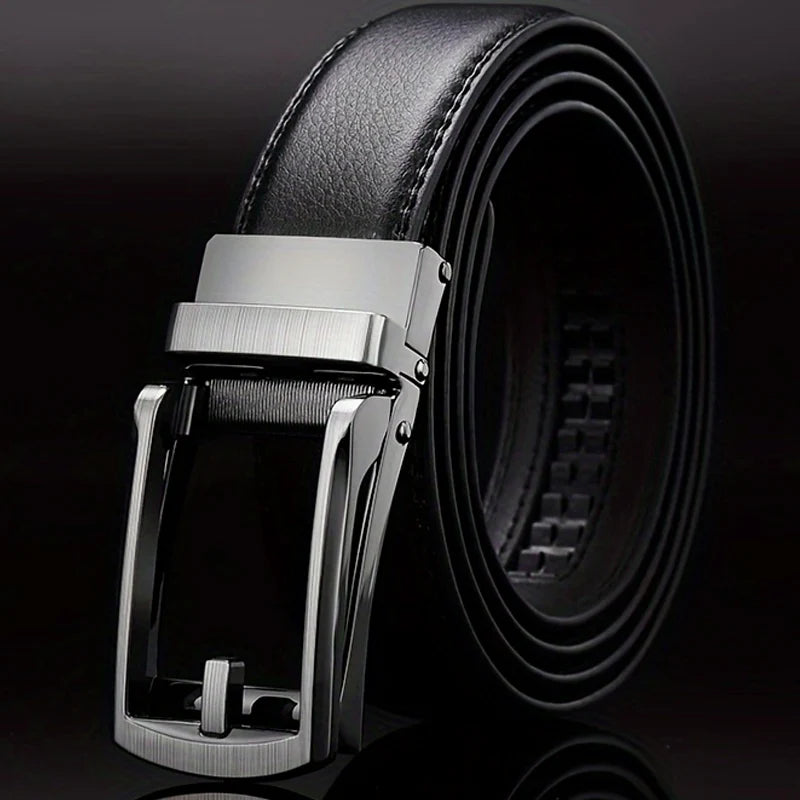 Men’s Top Quality Cowhide Leather Belt – Automatic Alloy Buckle Belt for Men