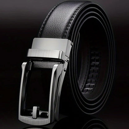 Men’s Top Quality Cowhide Leather Belt – Automatic Alloy Buckle Belt for Men