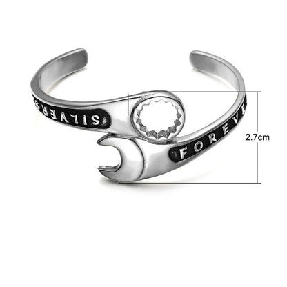 Domineering Wrench Bracelet for Men - Open Cuff Motorcycle Biker Punk Rock Party Jewelry Gift