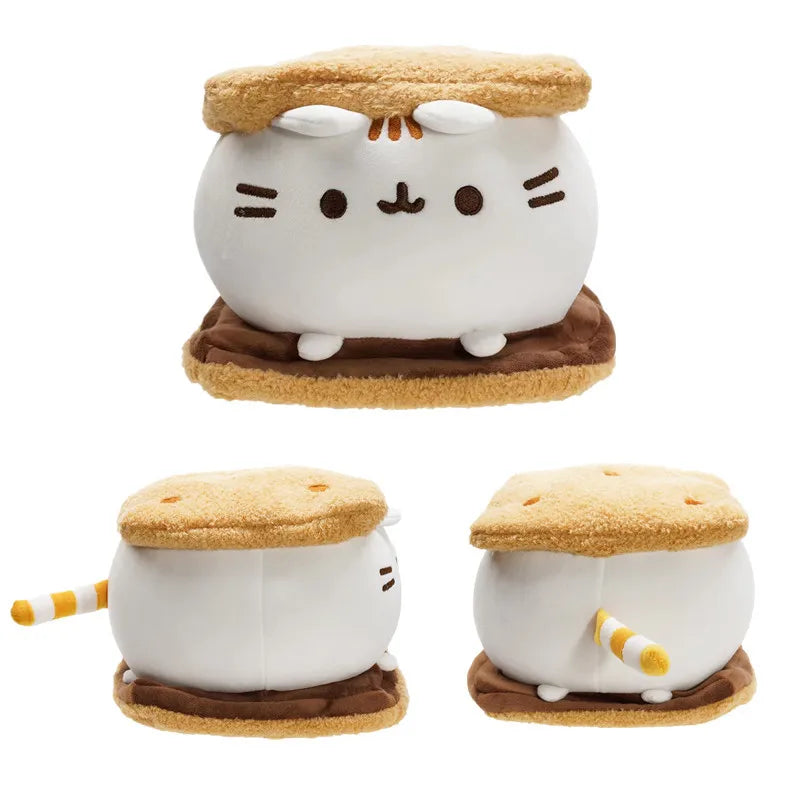 Kawaii Chocolate Cookie Fat Cat Plushie – Soft Stuffed Animal Pillow, Sleep Toy & Home Decoration for Kids, Birthday Gift