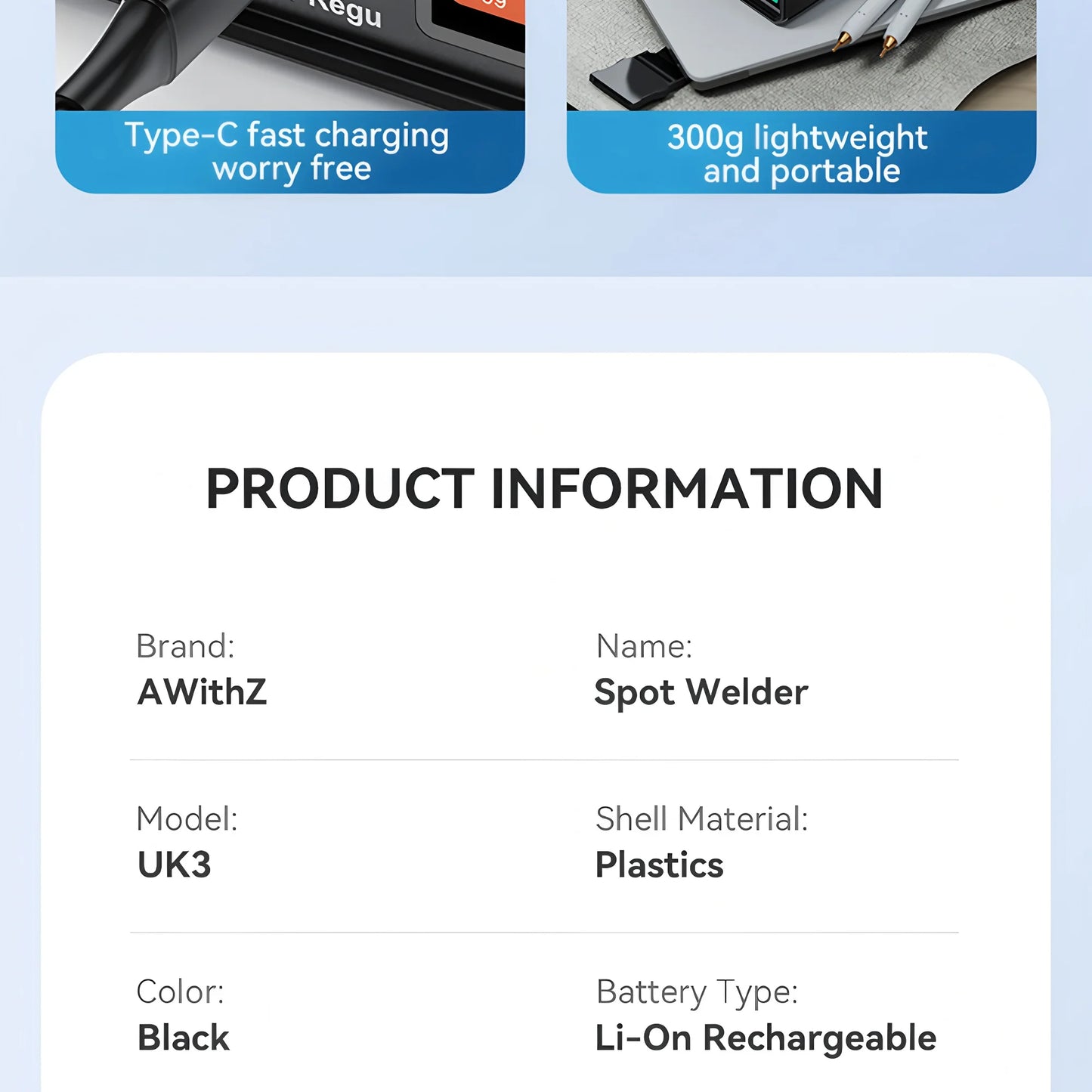 Awithz UK3 Portable Battery Spot Welder – DIY Mini 18650 Welding Machine, 10,000mAh, Welds Up to 0.4mm